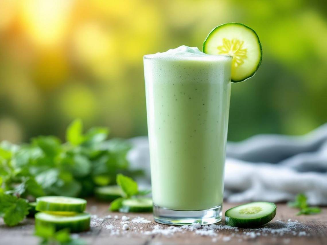Und so sieht der Gurken-Joghurt-Shake aus, wie ihn sich die KI Le Chat von Mistral vorstellt.